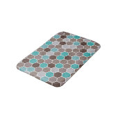 Tapis De Bain Hexagonal Textile Motif Bleu Brown (Angle)