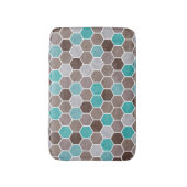 Tapis De Bain Hexagonal Textile Motif Bleu Brown (Devant (Vertical))