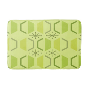 Tapis De Bain Hexagones modernes du milieu du siècle Chartreuse