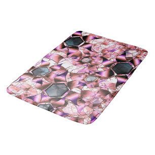 Tapis De Bain Hexagons entourés de formes pétales roses