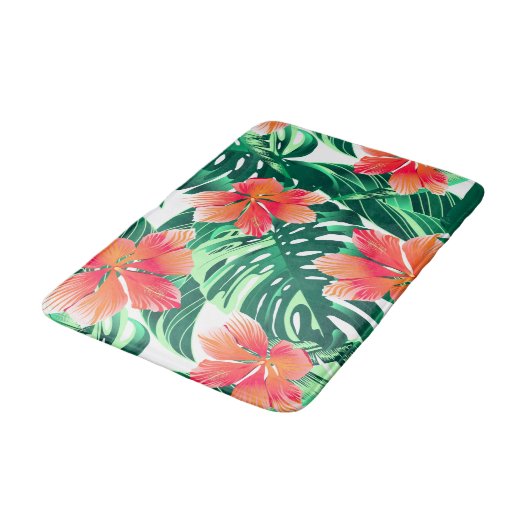 Tapis De Bain Hibiscus à l'orange tropicale (Angle)