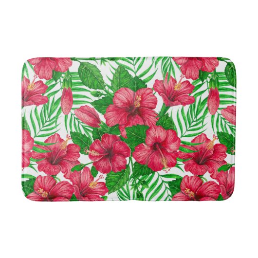 Tapis De Bain Hibiscus et palmiers feuilles (Devant)
