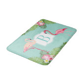 Tapis De Bain Hibiscus Flamant Tropical Monogramme Initiale (Angle)