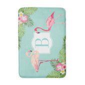Tapis De Bain Hibiscus Flamant Tropical Monogramme Initiale (Devant (Vertical))