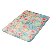 Tapis De Bain Hibiscus floral jaune Aqua Pink Peach (Angle)