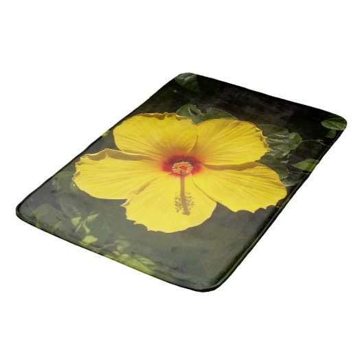 Tapis De Bain Hibiscus jaune Fleur Grand Mat Bain (Angle)