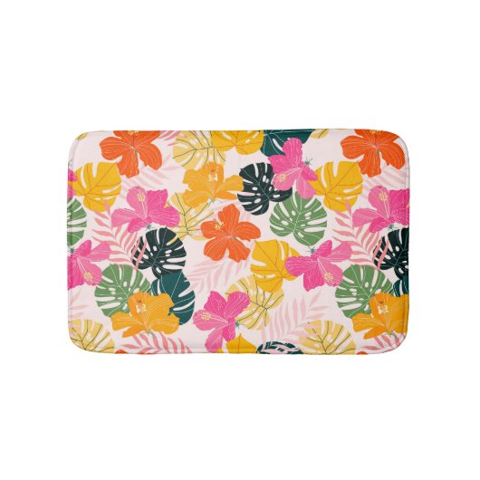 Tapis De Bain Hibiscus & Monstera : Vibrance tropicale (Devant)