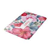 Tapis De Bain Hibiscus rose rouge Fleurs tropicales (Angle)