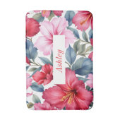 Tapis De Bain Hibiscus rose rouge Fleurs tropicales (Devant (Vertical))