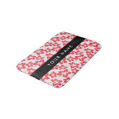 Tapis De Bain Hibiscus Rouge, Fleurs Rouges, Votre Nom (Angle)
