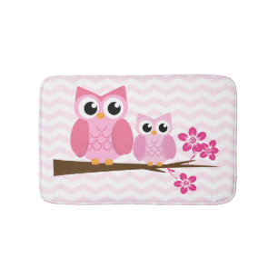 Tapis De Bain Hibou rose Chevron