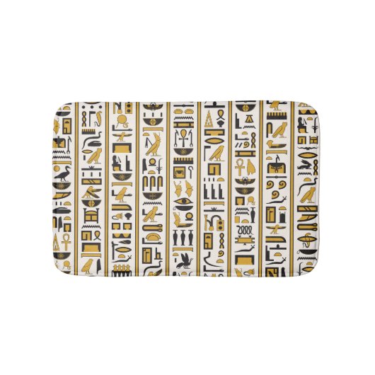 Tapis De Bain Hiéroglyphes égyptiens : Jaune-Noir Sans Seamless. (Devant)