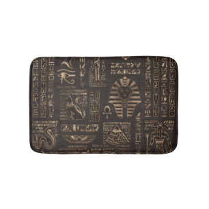 Tapis De Bain Hiéroglyphes et divinités égyptiens - or sur le