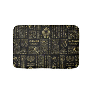 Tapis De Bain Hiéroglyphes et or égyptiens de divinités sur l