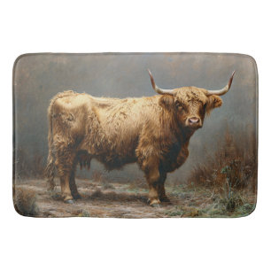 Tapis De Bain Highland Cow Plein Corps Peinture Vintage