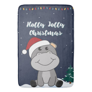 Tapis De Bain Hippo Merry Christmas Winter Animals Hippos Bath M