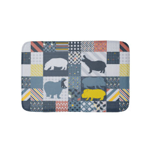 Tapis De Bain Hippopotame à feuilles