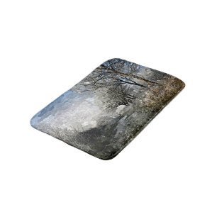 Tapis De Bain Hiver Bayou Trees Paysage Aquarelle Peinture