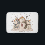 Tapis De Bain Hiver primitif de Christmas Snowman Rustic<br><div class="desc">Snowman snowflake rustique pays hiver primitif tapis de bain de Noël. Modifiez l'arrière - plan de couleur et personnalisez si vous le souhaitez. Cliquez simplement sur le bouton "Personnaliser". Ajoutez une autre salle de bain,  une cuisine et un décor maison assortis.</div>