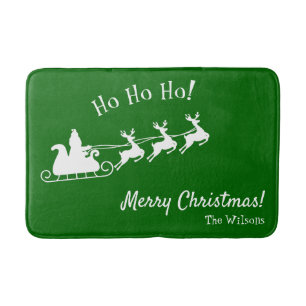 Tapis De Bain Ho Ho Ho Joyeux Noël avec Père Noël, Vert