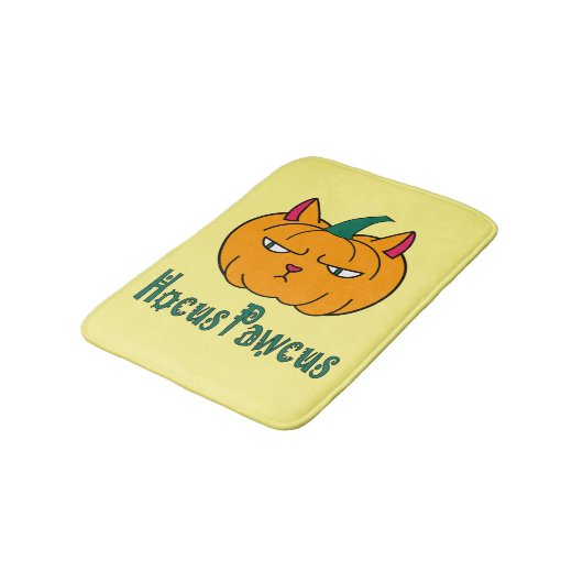 Tapis De Bain Hocus pawcus Halloween citrouille ginger cat magie (Angle)
