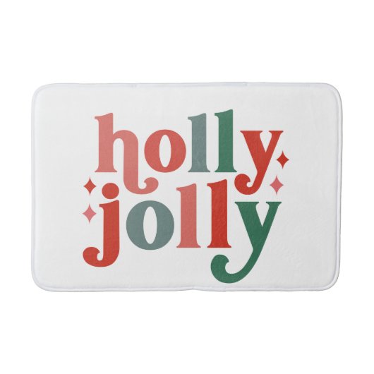 Tapis De Bain Holly Jolly - Typographie des Fêtes Rétro (Devant)