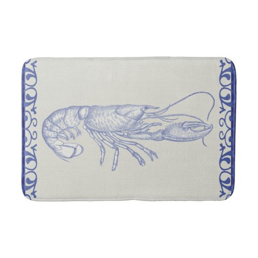 Tapis De Bain Homard bleu Beach Life sur crème (Devant)