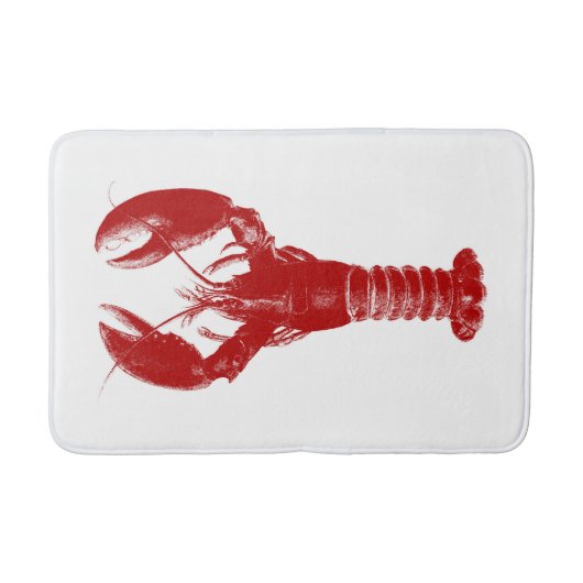 Tapis De Bain Homard rouge profond sur blanc (Devant)