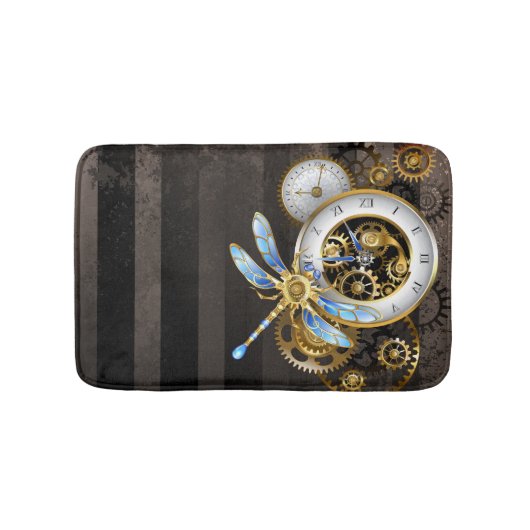 Tapis De Bain Horloge à vapeur avec libellule mécanique (Devant)