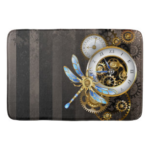 Tapis De Bain Horloge à vapeur avec libellule mécanique