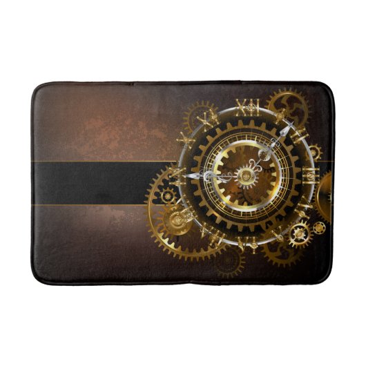 Tapis De Bain Horloge Steampunk avec des engrenages anciens (Devant)
