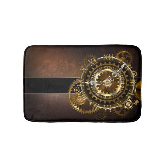Tapis De Bain Horloge Steampunk avec des engrenages anciens (Devant)