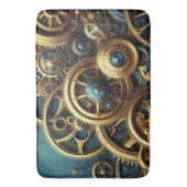 Tapis De Bain Horloge Steampunk Or et Turquoise (devant Vertical)