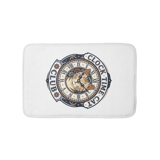 Tapis De Bain Horloge Temps Chat Chat Graphique Tee Art - Horlog (Devant)