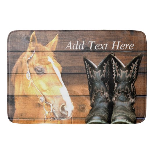 Tapis De Bain Horse Cowboy Boots Rustic Barque (Devant)