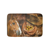 Tapis De Bain Horse Cowboy Casquette Lasso Sunflower Rustic Barq (Devant)