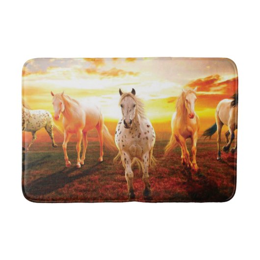 Tapis De Bain Horses at sunset throw pillow (Devant)