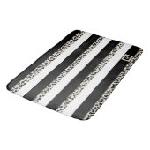 Tapis De Bain Hotel Monogram Black Rose Gold White Stried (Angle)