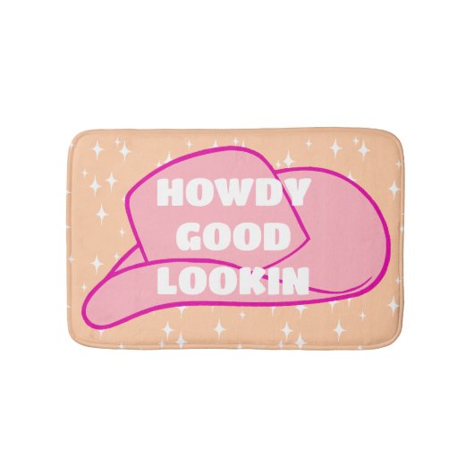 Tapis De Bain Howdy Good Loin Rancher Cowboy Casquette Peach (Devant)