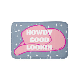 Tapis De Bain Howdy Good Lookin Rancher Cowboy Casquette Blue