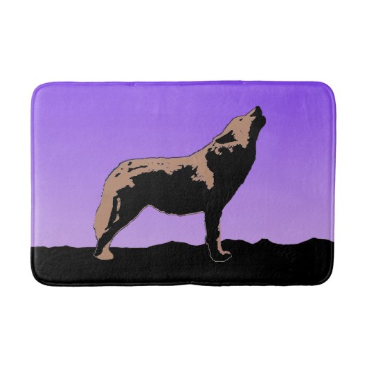 Tapis De Bain Howling Wolf at Sunset - Art faunique original (Devant)