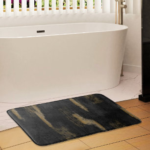 Tapis De Bain Huiles douces Abstraites Charbon et or