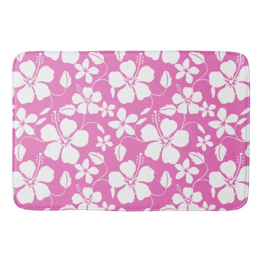TAPIS DE BAIN HULA HAÏIENNE (HIBISCUS) ROSE (Devant)