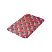 Tapis De Bain Husky à Santa Hat Sur Rouge (Angle)