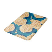 Tapis De Bain Hydrangea aquarelle motif, jaune et bleu (Angle)