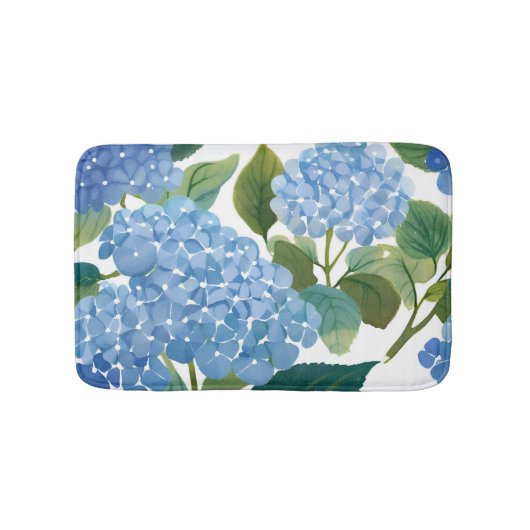 Tapis De Bain Hydrangea Bleue Fleurie Aquarelle Côtière (Devant)
