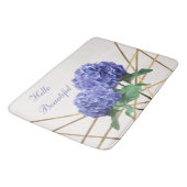 Tapis De Bain Hydrangea Blue Flowers & Gold Floral Chic Spring (Angle)