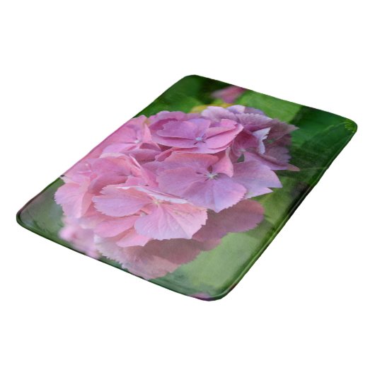 Tapis De Bain Hydrangea Fleur Hortensia à pompon rose (Angle)