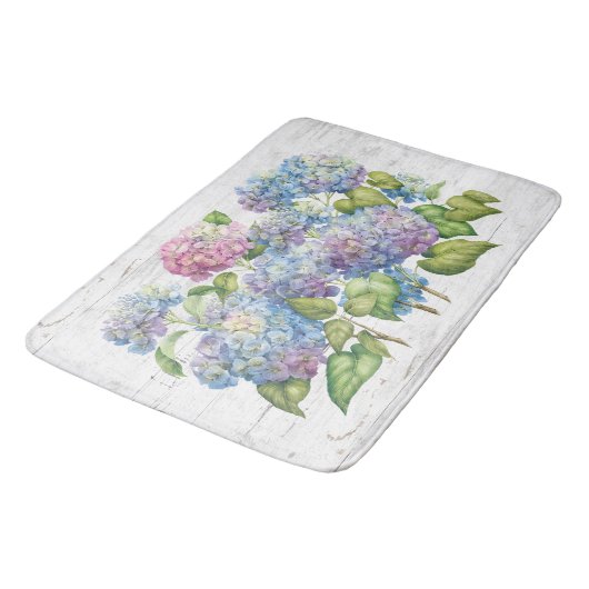 Tapis De Bain Hydrangea fleurit avec du bois (Angle)