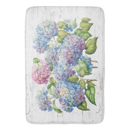 Tapis De Bain Hydrangea fleurit avec du bois (devant Vertical)